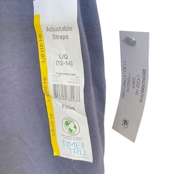 Time and Tru NEW adjustable strap tank Large bluish gray - Picture 2 of 5